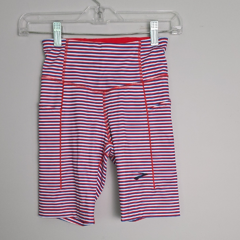 Brooks Red and White Athletic Shorts